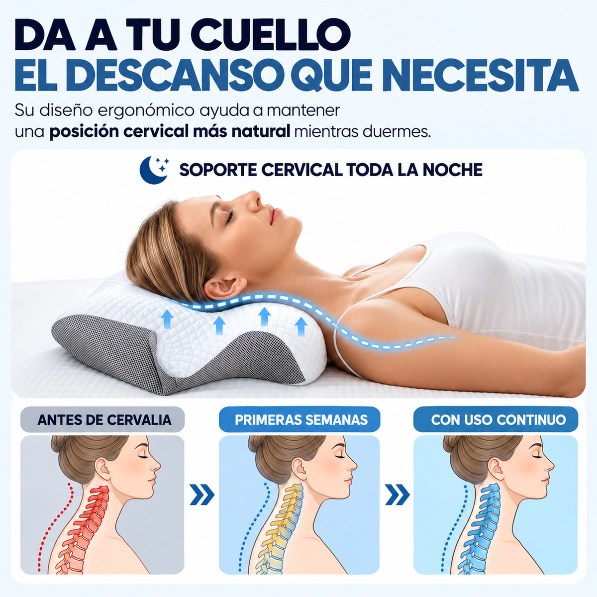 Almohada Ortopédica Cervalia™ | Despierta Sin Dolor de Cuello